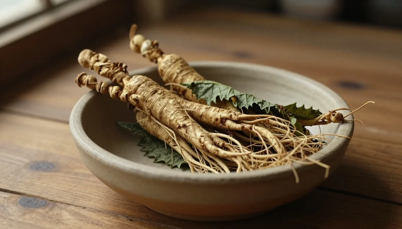 Natural botanical ingredients on a wooden surface — NutrisiPria men's wellness