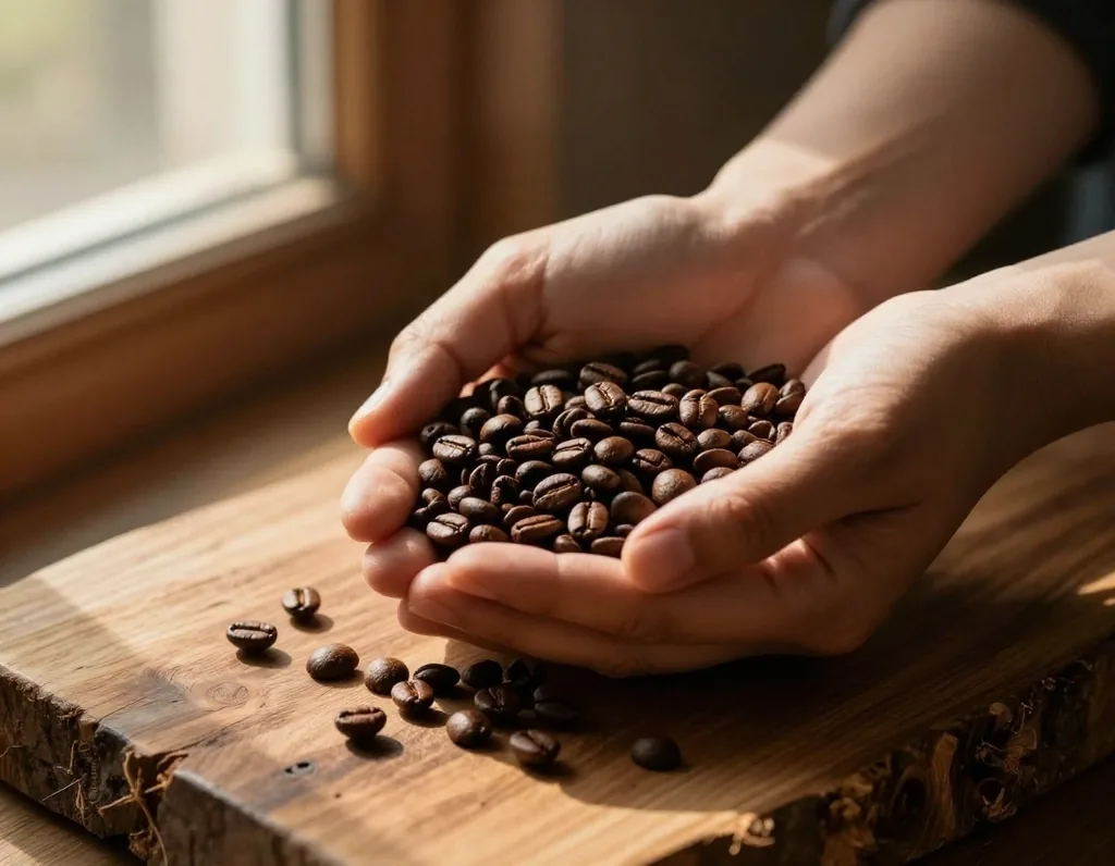 Coffee beans — familiar caffeine source for daily energy context