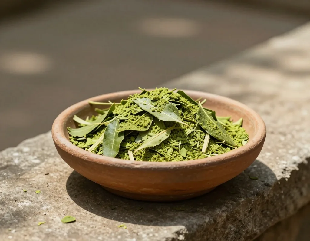 Dried green tea leaves — a natural caffeine source in men's health support